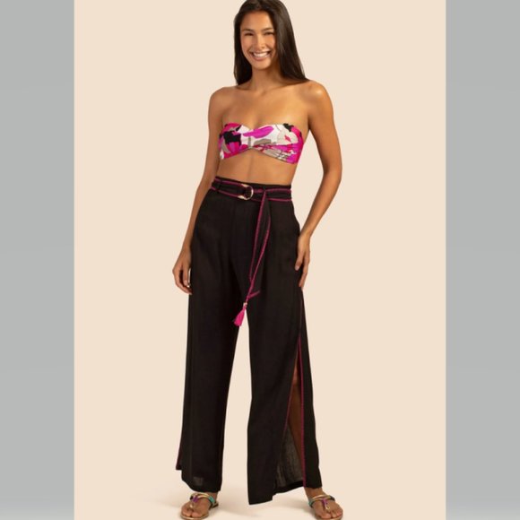 Trina Turk Brittany Side Slit Cover Up Pants in Black Size S NWT - Picture 4 of 12